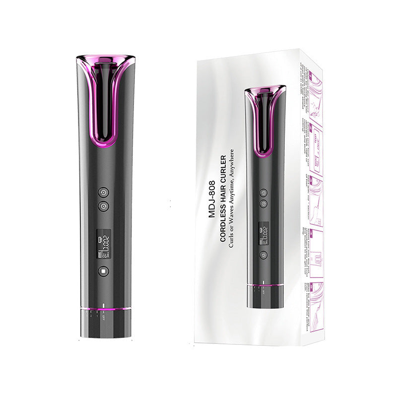 USB Cordless Automatic Hair Curler - Wireless Ceramic Curling Wand